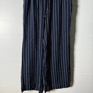 Lauren Ralph Lauren Nautical Wide Leg Pants Navy with White Stripes Size Small